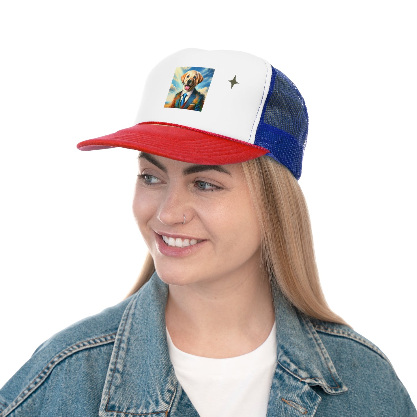 Stylish Dog Portrait Trucker Cap, Pet Lover Gift, Fun Outdoor Hat, Unique Animal Accessory, Adjustable Cap for Casual Wear