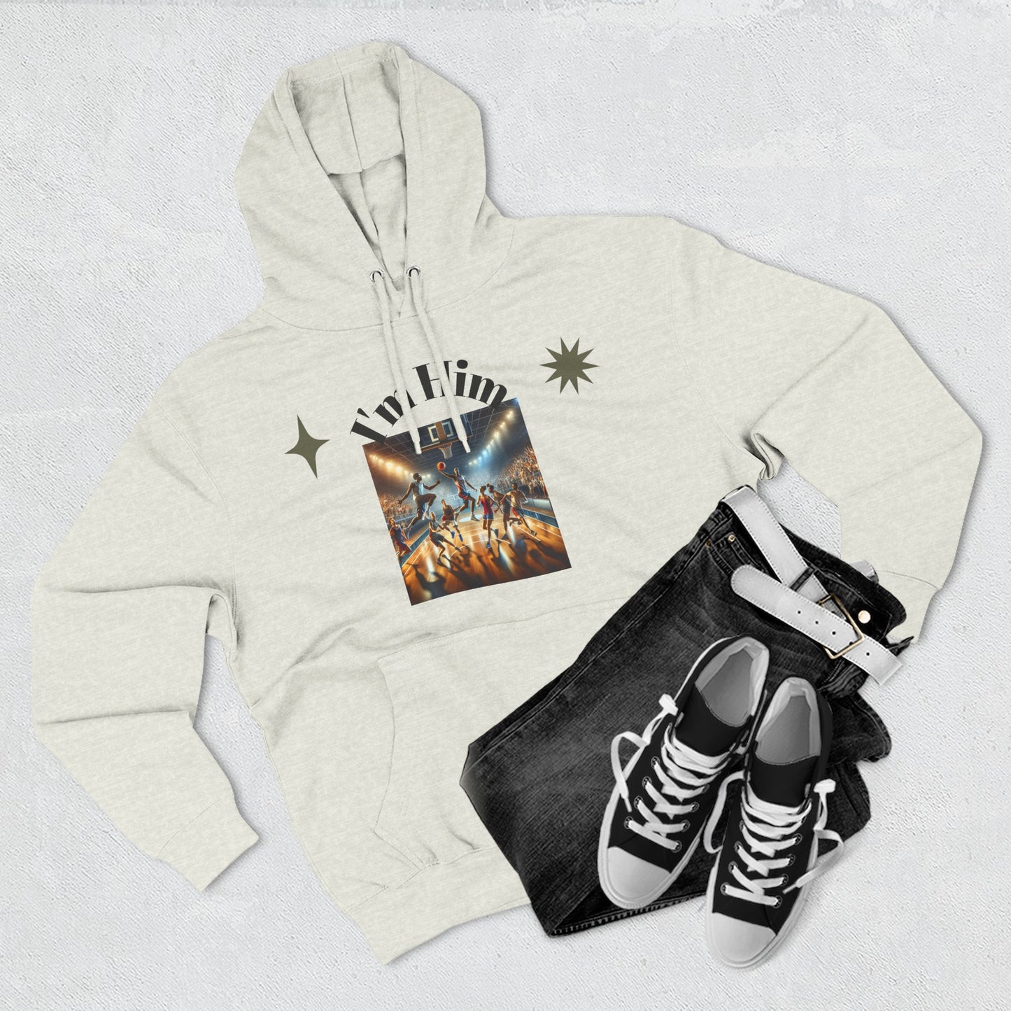 I'm Him Three-Panel Fleece Hoodie - Stylish Unisex Sweatshirt, Casual Wear, Streetwear Fashion, Gift for Him, Cozy Style