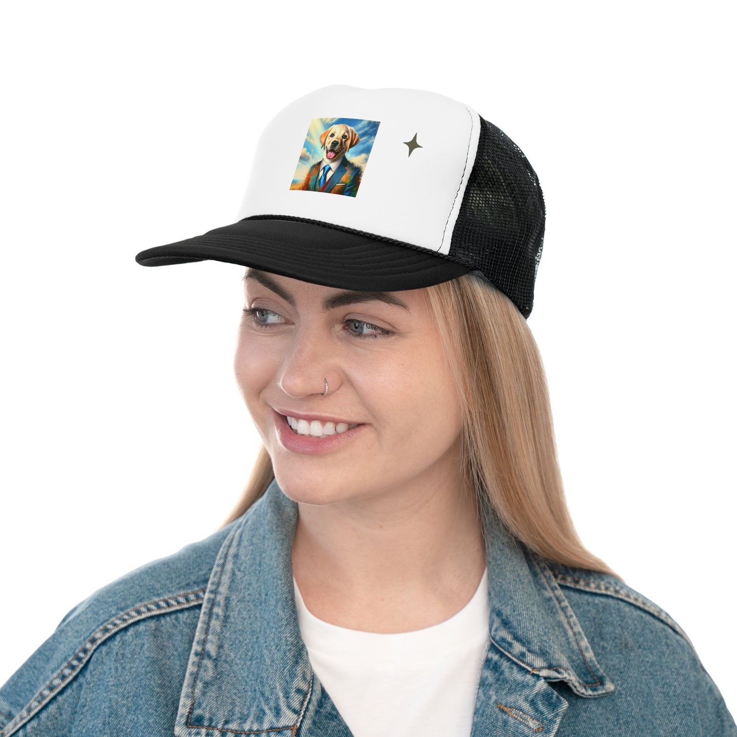Stylish Dog Portrait Trucker Cap, Pet Lover Gift, Fun Outdoor Hat, Unique Animal Accessory, Adjustable Cap for Casual Wear
