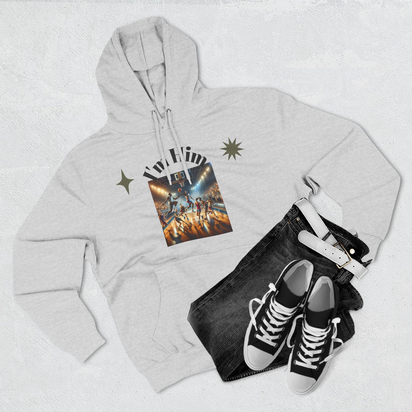 I'm Him Three-Panel Fleece Hoodie - Stylish Unisex Sweatshirt, Casual Wear, Streetwear Fashion, Gift for Him, Cozy Style