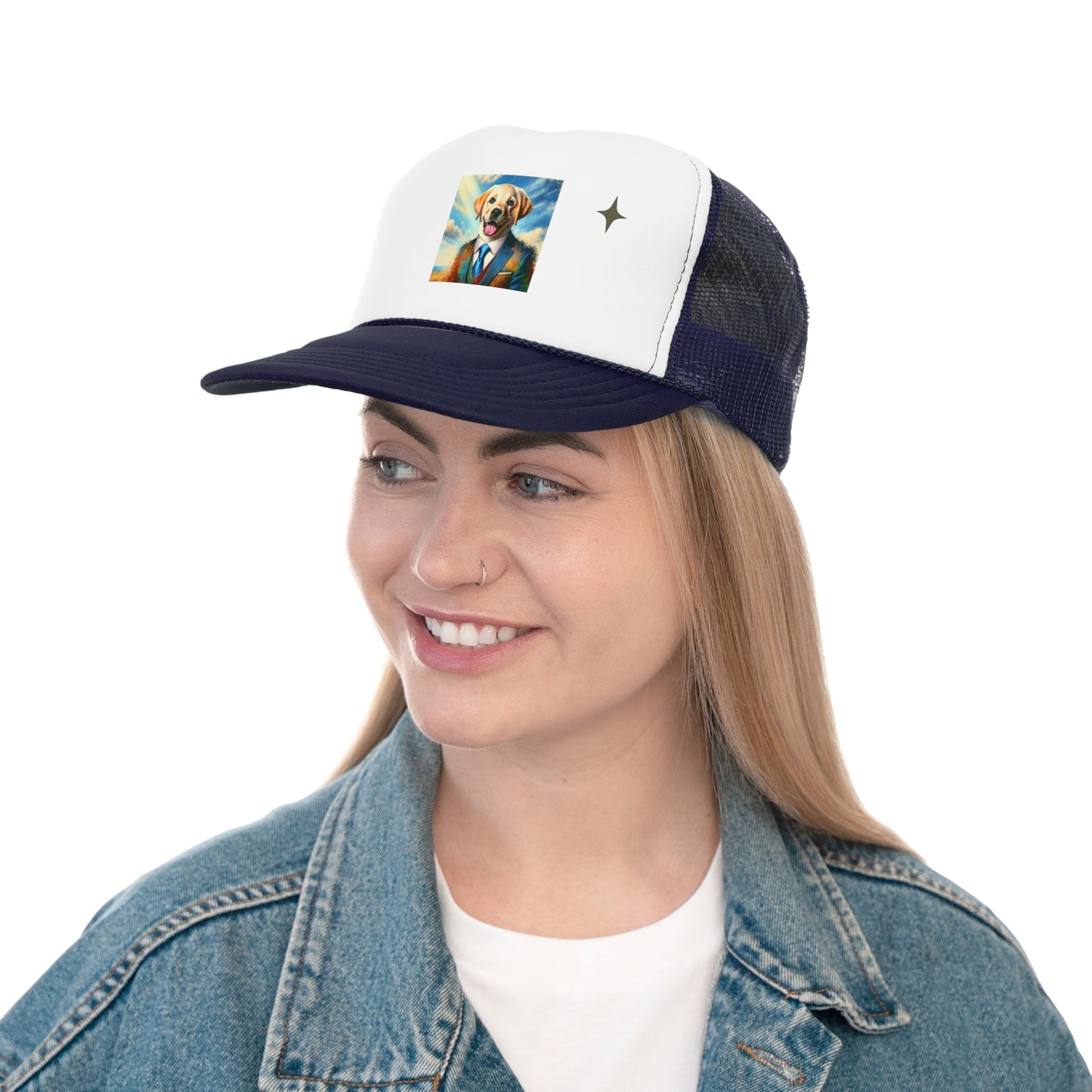 Stylish Dog Portrait Trucker Cap, Pet Lover Gift, Fun Outdoor Hat, Unique Animal Accessory, Adjustable Cap for Casual Wear